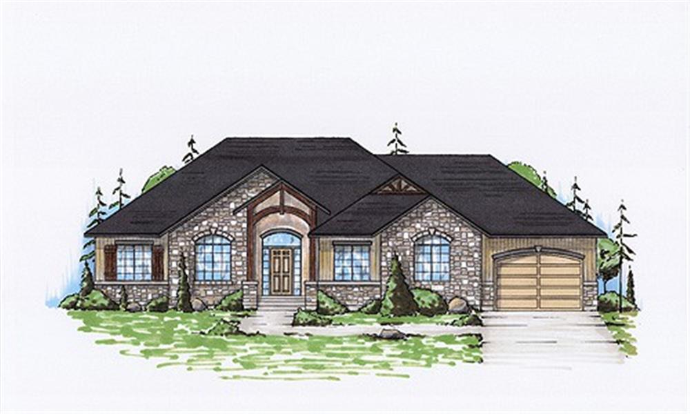 Front elevation of Rustic home (ThePlanCollection: House Plan #135-1121)