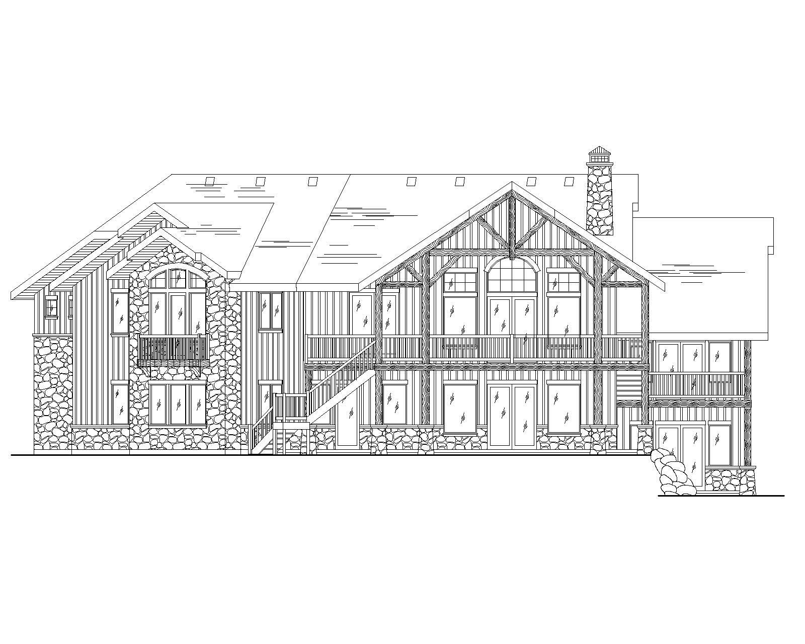 Home Plan Rear Elevation of this 4-Bedroom,2282 Sq Ft Plan -135-1122