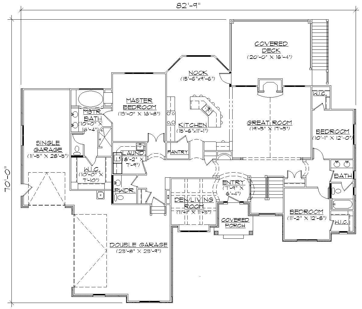 Floor Plan First Story of European Plan #135-1134