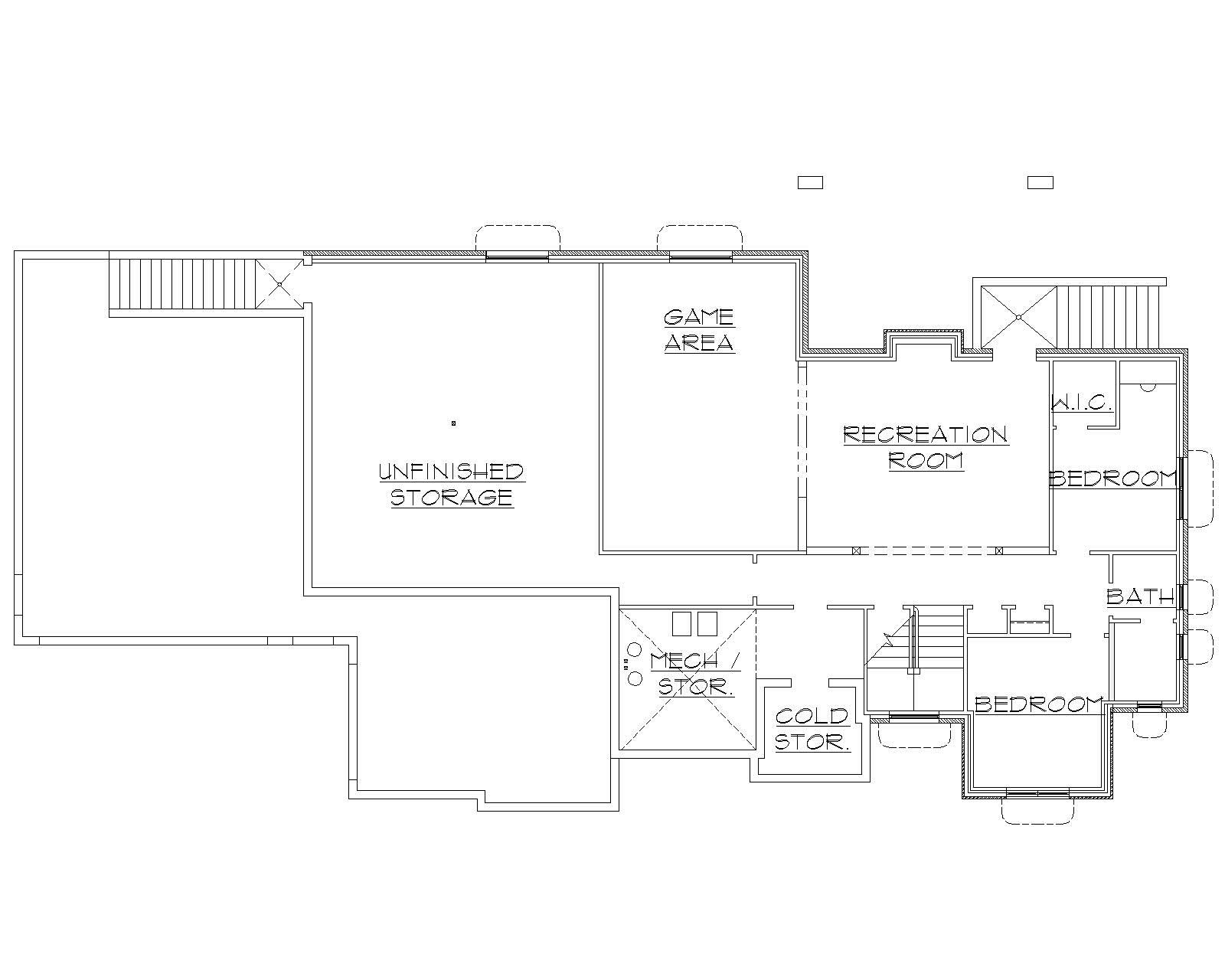 Floor Plan Basement of Country Plan #135-1137