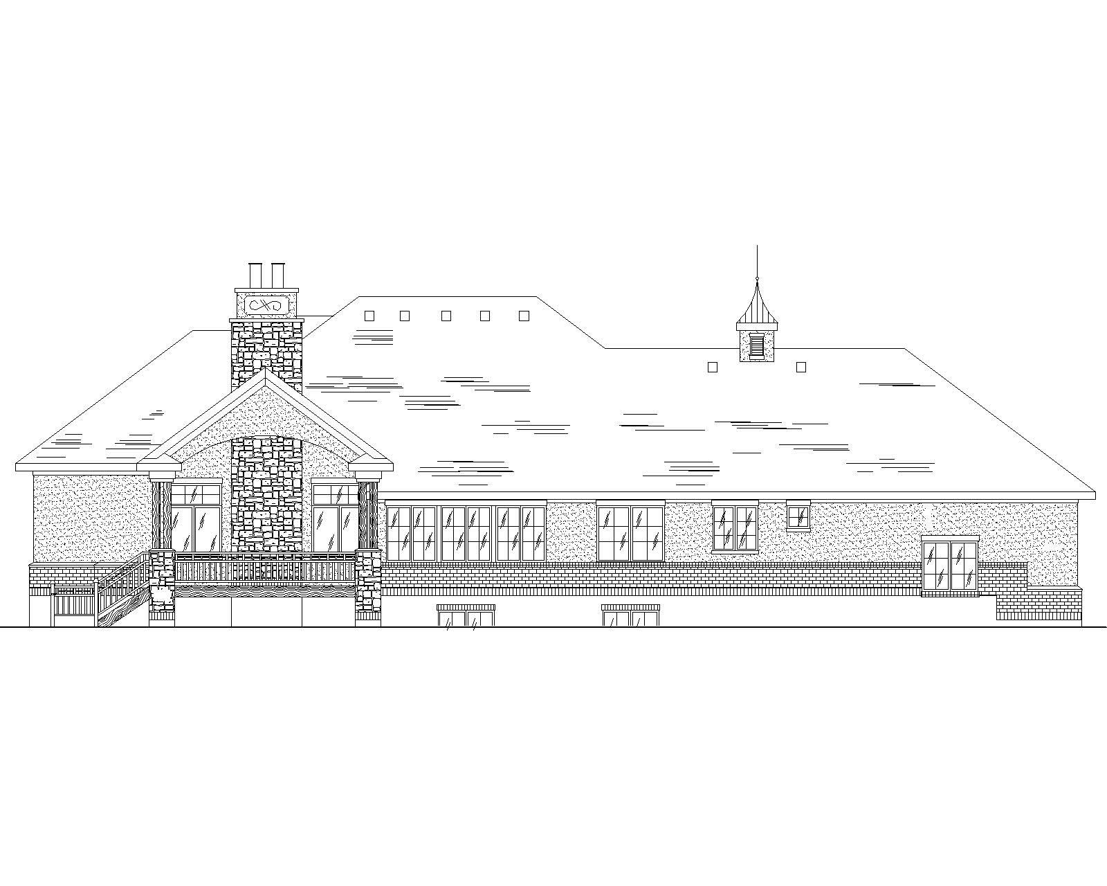 Home Plan Rear Elevation of this 4-Bedroom,2282 Sq Ft Plan -135-1137