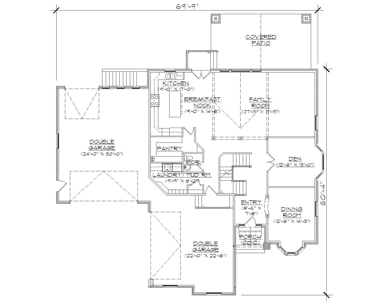Floor Plan First Story of Craftsman Plan #135-1150