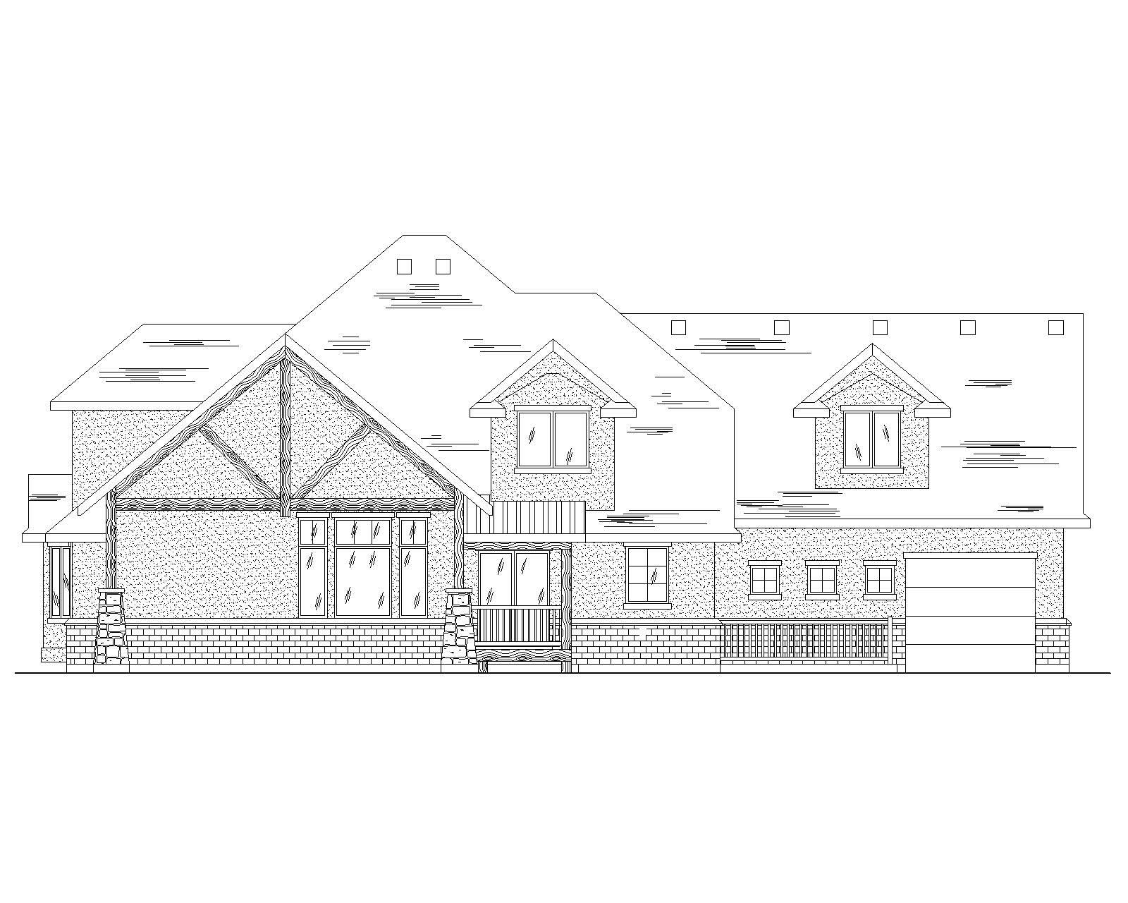 Home Plan Rear Elevation of this 6-Bedroom,3719 Sq Ft Plan -135-1150