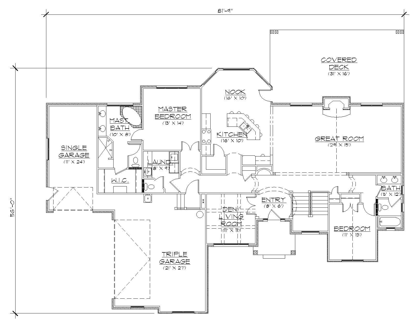 Floor Plan First Story of European Plan #135-1154