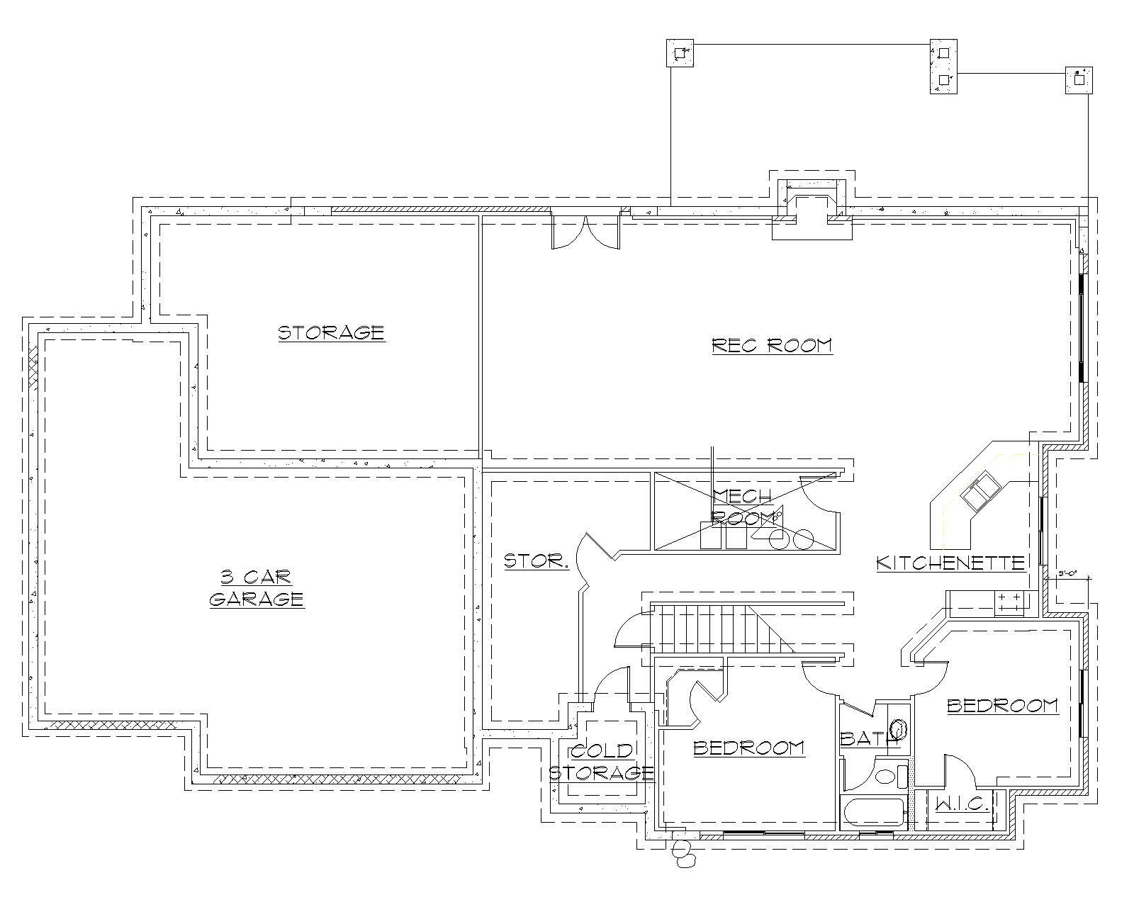Floor Plan Basement of Country Plan #135-1155
