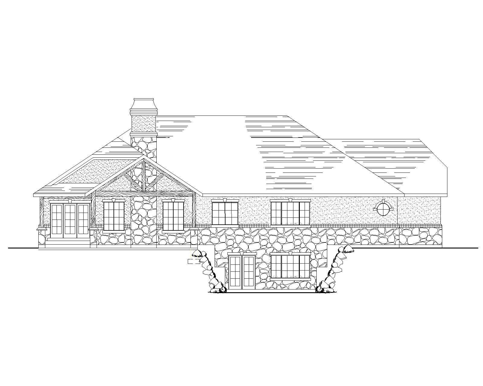 Home Plan Rear Elevation of this 4-Bedroom,2186 Sq Ft Plan -135-1155