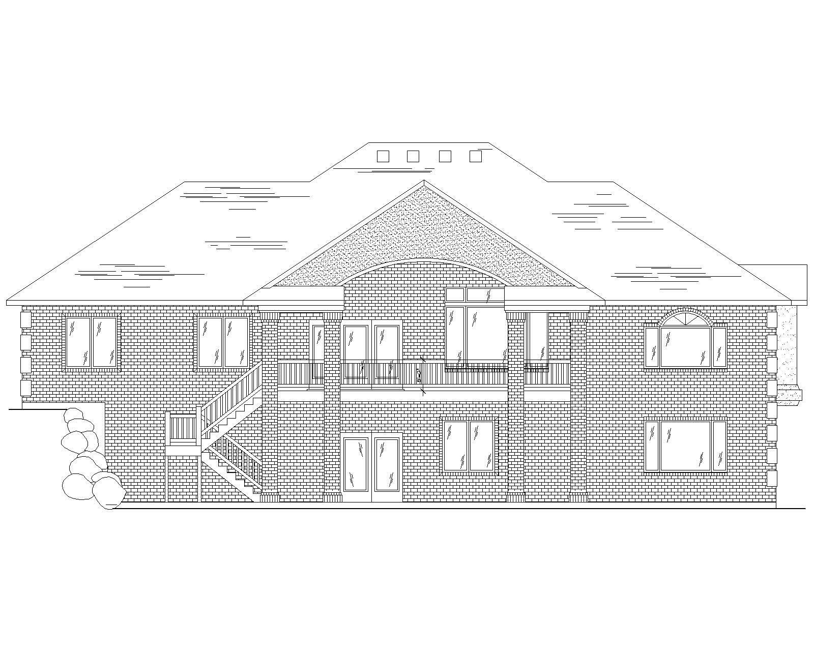 Home Plan Rear Elevation of this 3-Bedroom,1906 Sq Ft Plan -135-1162