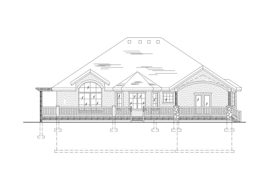 Home Plan Rear Elevation of this 1-Bedroom,1867 Sq Ft Plan -135-1164