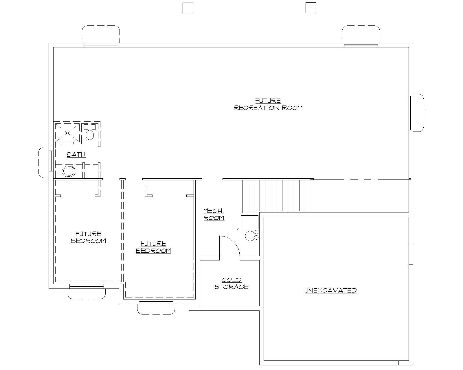 Floor Plan Basement of Small House Plans #135-1165