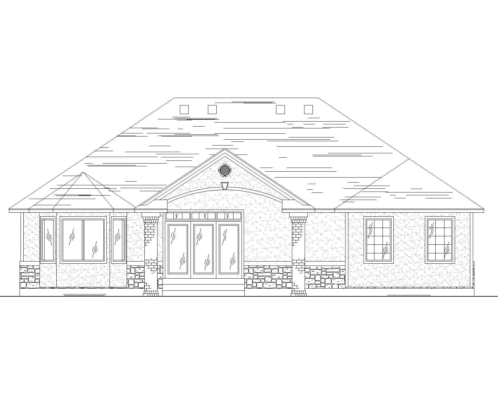 Home Plan Rear Elevation of this 5-Bedroom,1710 Sq Ft Plan -135-1165