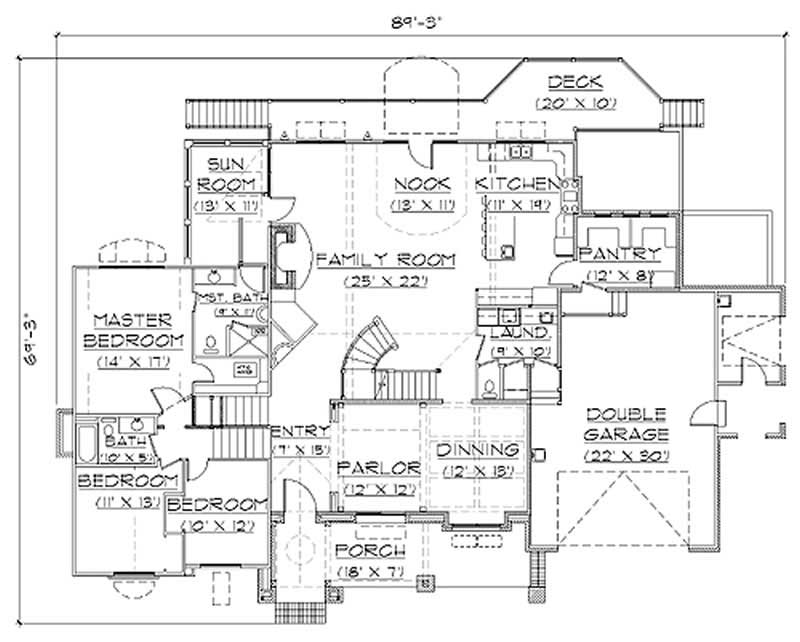 Floor Plan First Story of European Plan #135-1173