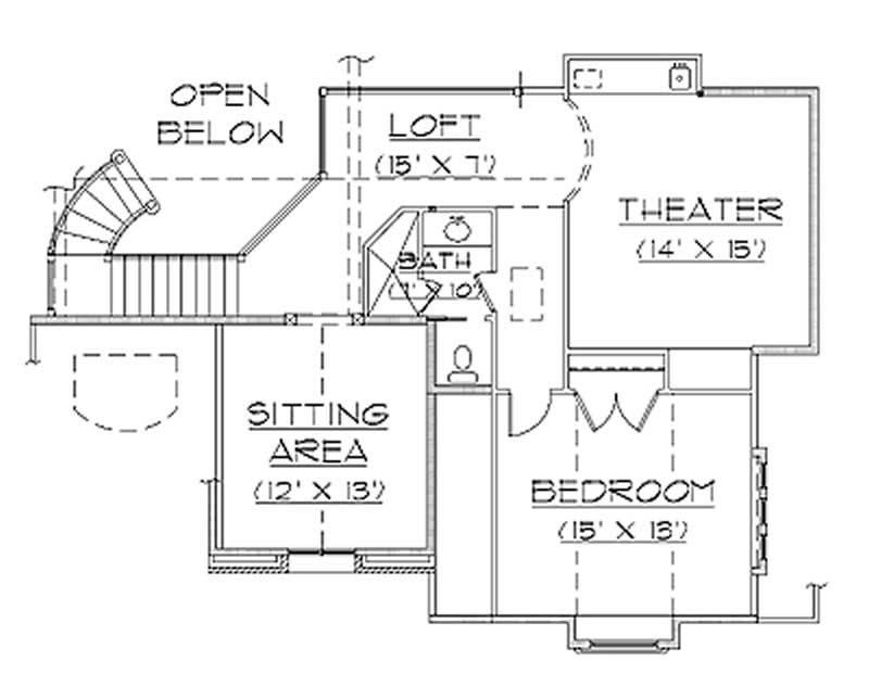 Floor Plan Second Story of European Plan #135-1173