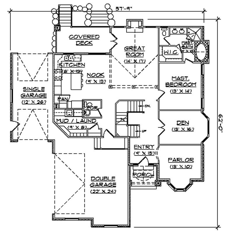 Floor Plan First Story of European Plan #135-1182