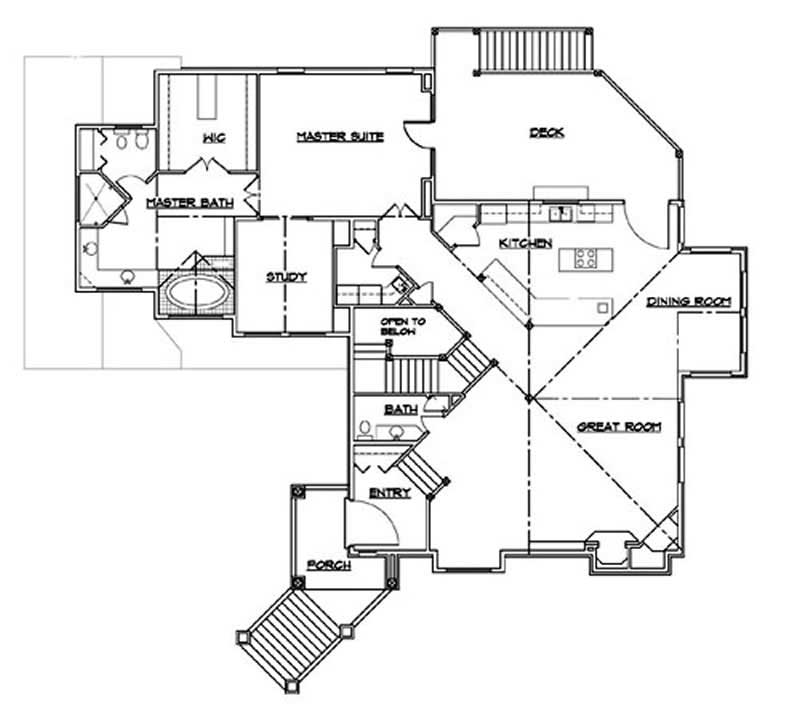 Floor Plan Second Story of European Plan #135-1185