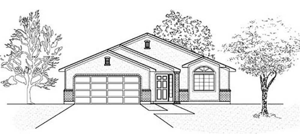 Front elevation of Ranch home (ThePlanCollection: House Plan #135-1190)