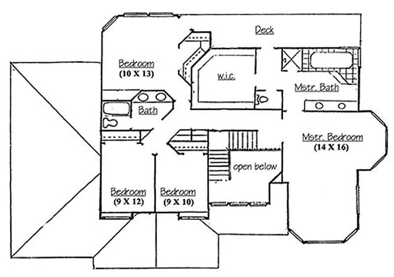 Floor Plan Second Story of Country Plan #135-1200