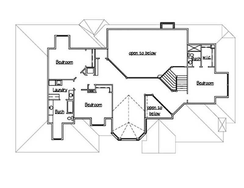 Floor Plan Second Story of European Plan #135-1205