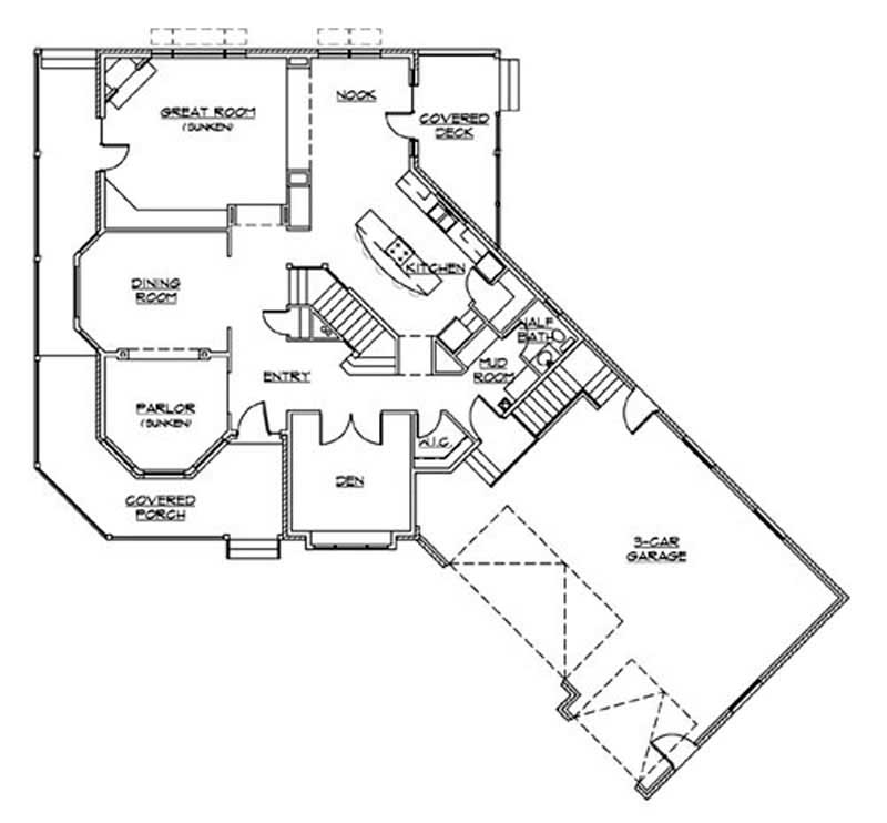 Floor Plan First Story of Country Plan #135-1210