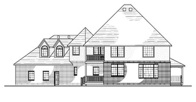 Home Plan Rear Elevation of this 4-Bedroom,3191 Sq Ft Plan -135-1210