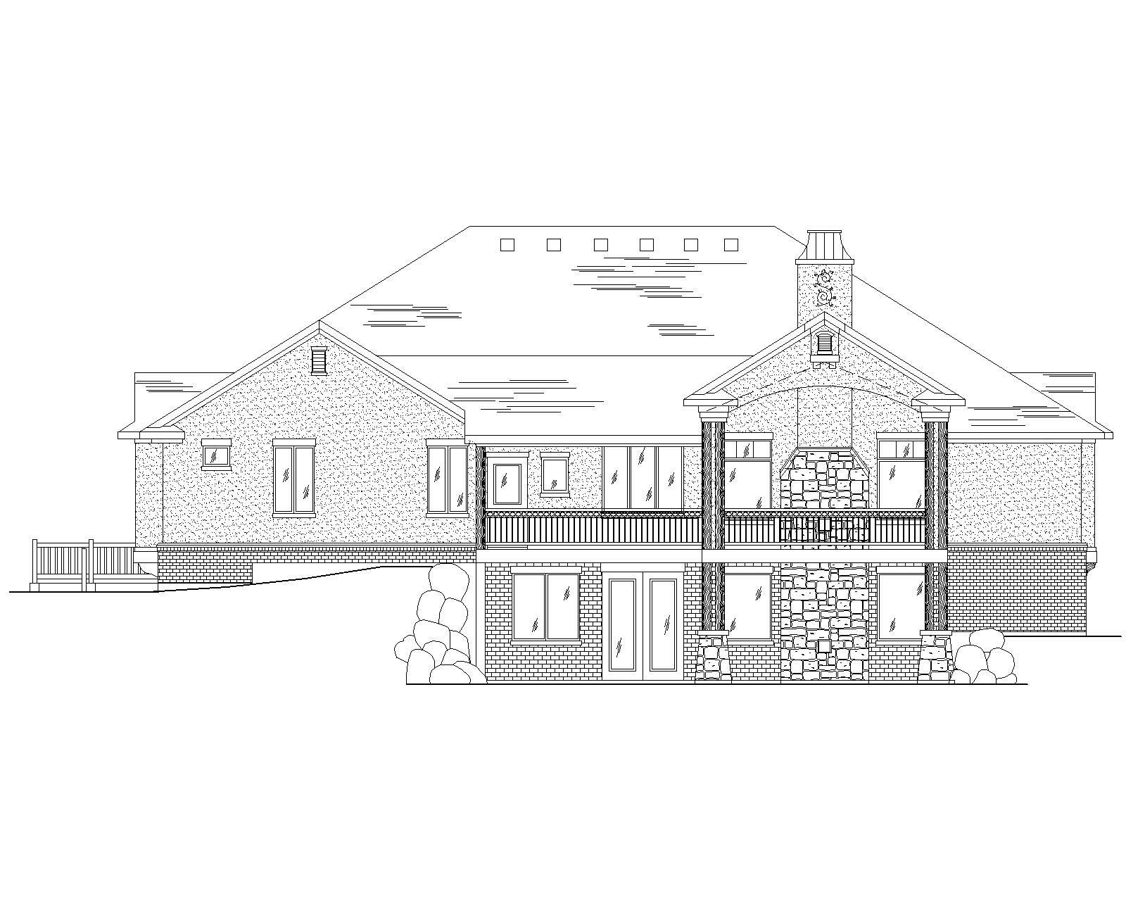 Home Plan Rear Elevation of this 3-Bedroom,2933 Sq Ft Plan -135-1218