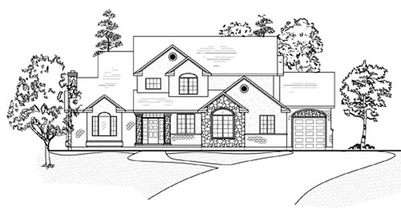Home Plan Front Elevation of this 6-Bedroom,3607 Sq Ft Plan -135-1224
