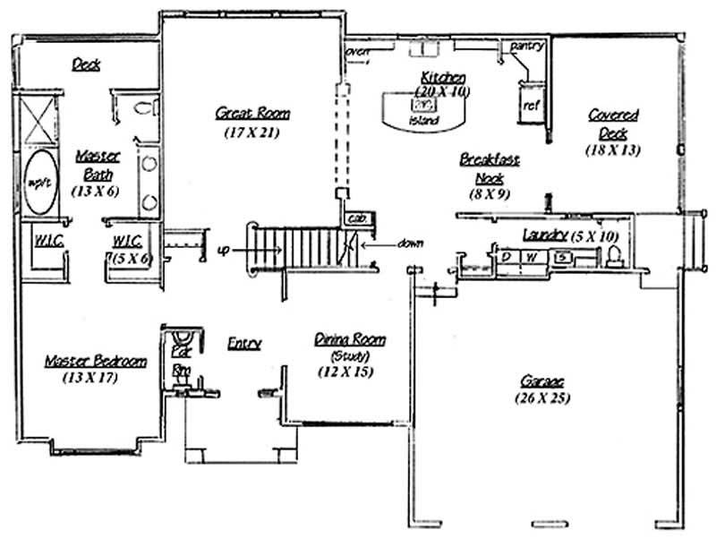 Floor Plan First Story of European Plan #135-1229