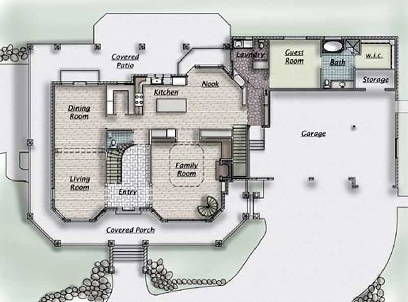 Floor Plan First Story of European Plan #135-1233