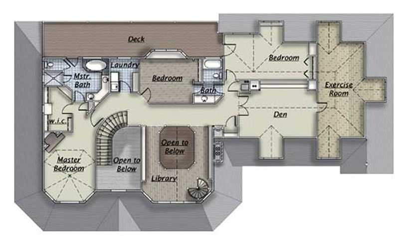 Floor Plan Second Story of European Plan #135-1233