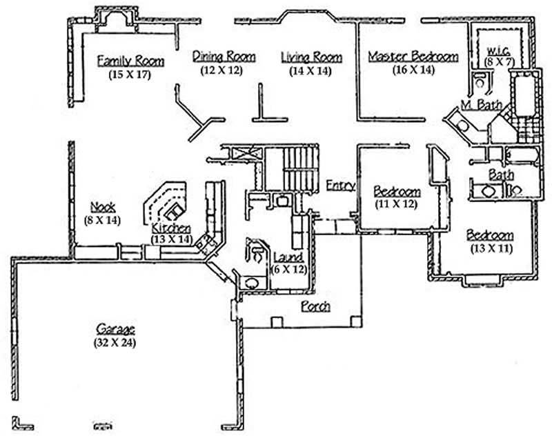 Floor Plan First Story of European Plan #135-1234
