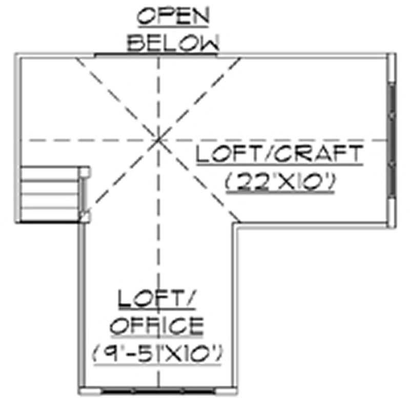 Floor Plan Second Story of European Plan #135-1238
