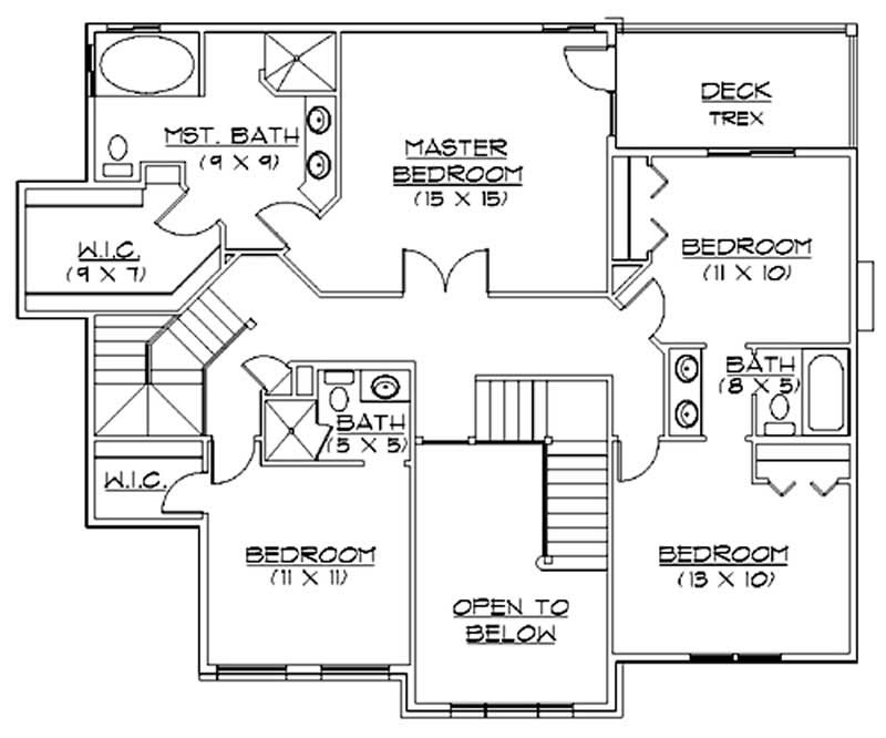 Floor Plan Second Story of Country Plan #135-1241