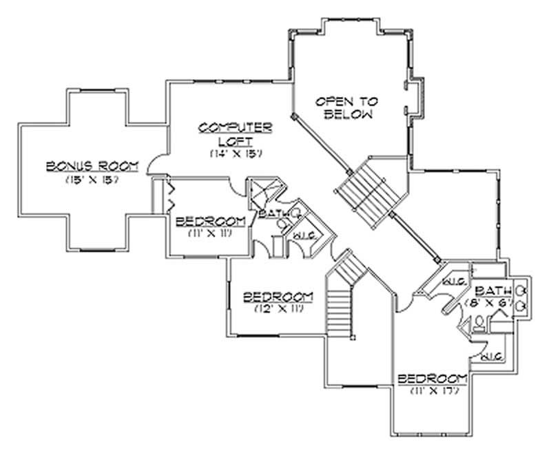 Floor Plan First Story of European Plan #135-1242