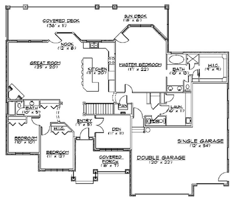 Floor Plan First Story of European Plan #135-1256