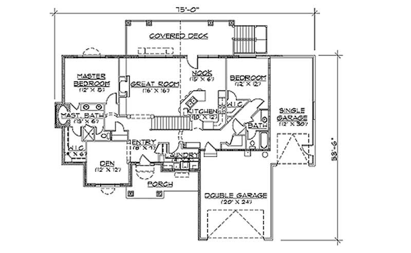 Floor Plan First Story of European Plan #135-1268