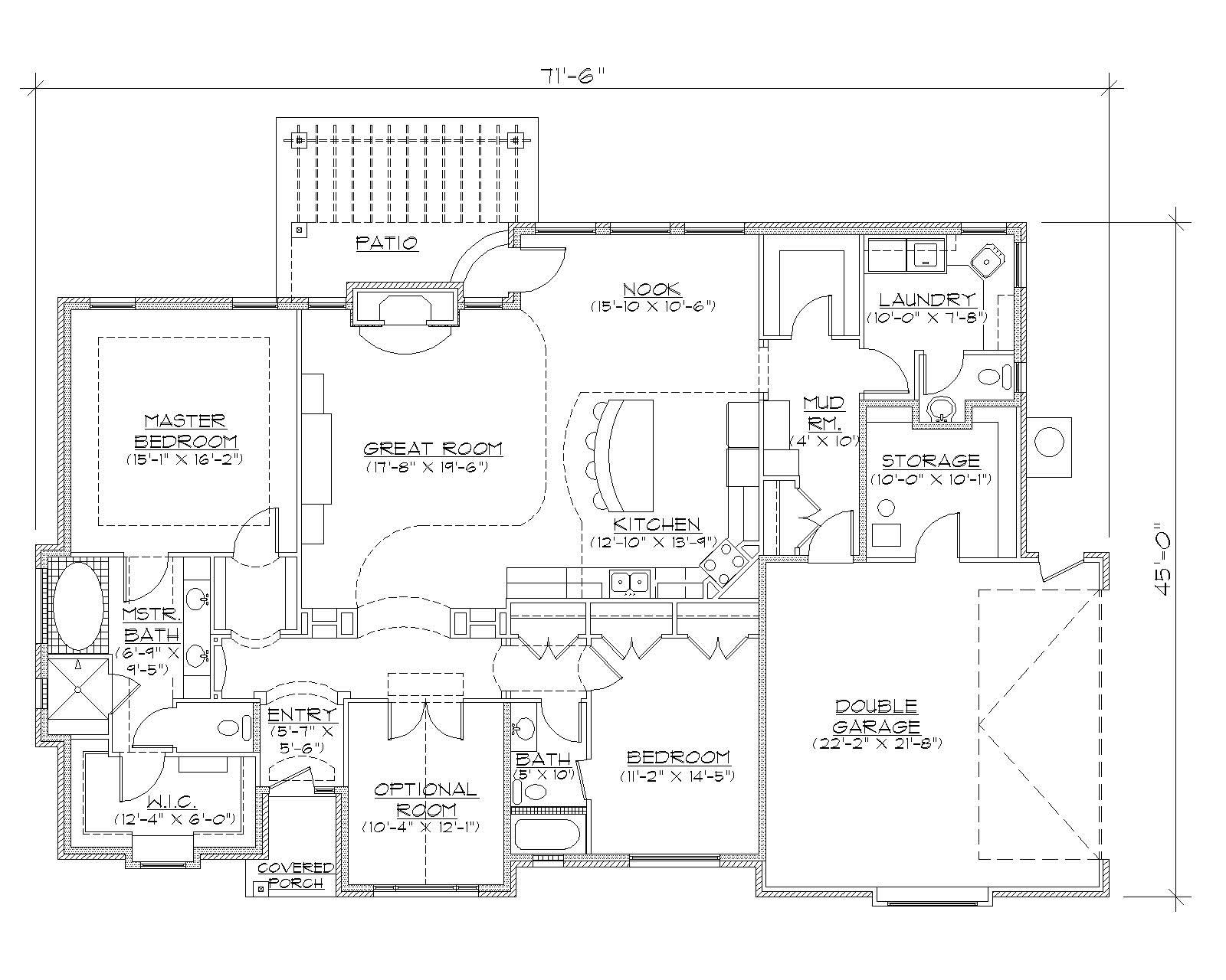 Floor Plan First Story of European Plan #135-1272