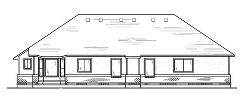 Home Plan Rear Elevation of this 3-Bedroom,2084 Sq Ft Plan -135-1278