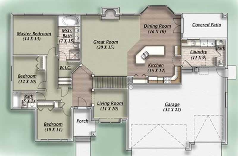 Floor Plan First Story of European Plan #135-1281