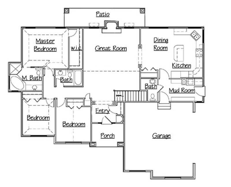Floor Plan First Story of European Plan #135-1290