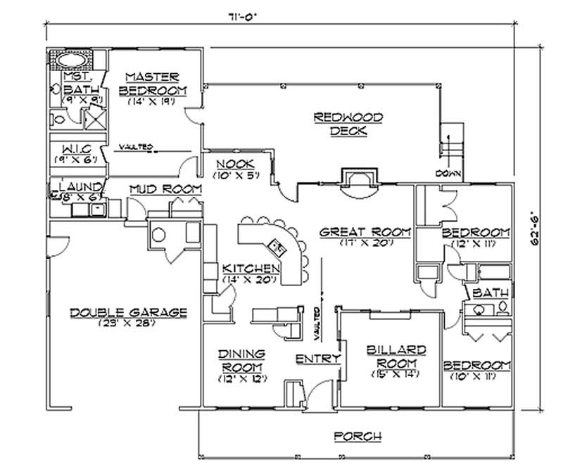 Floor Plan First Story of Country Plan #135-1294