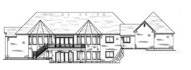 Home Plan Rear Elevation of this 4-Bedroom,2910 Sq Ft Plan -135-1296