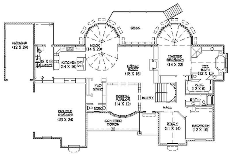 Floor Plan First Story of European Plan #135-1296