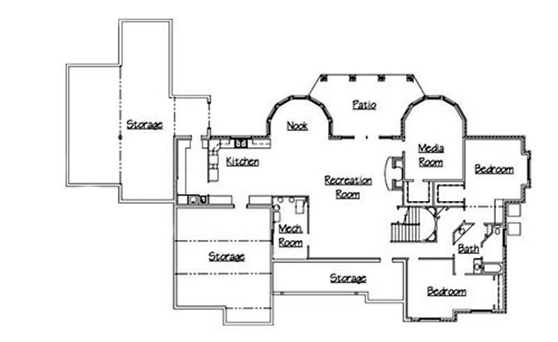 Floor Plan Basement of European Plan #135-1296