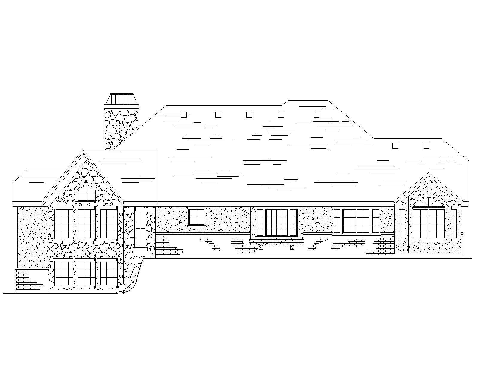 Home Plan Rear Elevation of this 4-Bedroom,3133 Sq Ft Plan -135-1298