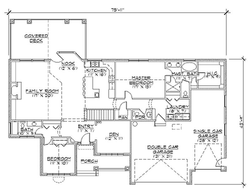 Floor Plan First Story of European Plan #135-1301