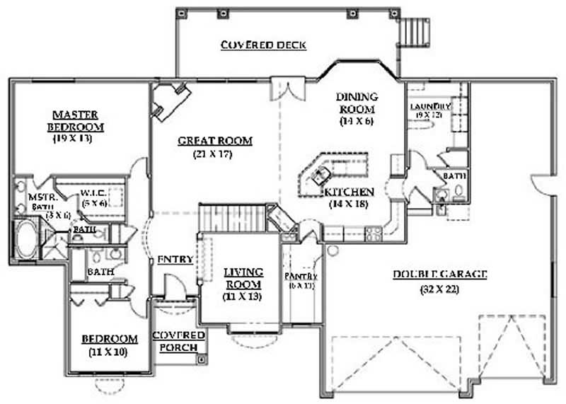 Floor Plan First Story of European Plan #135-1303