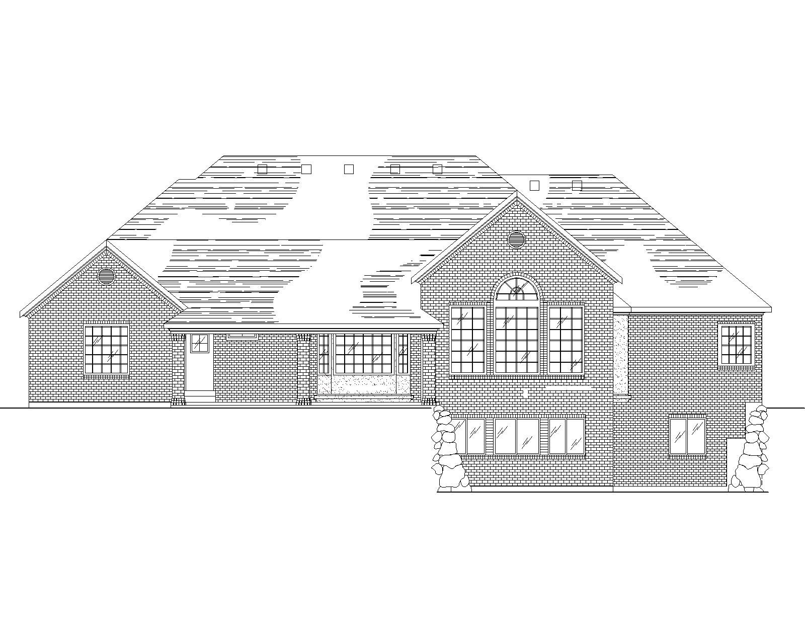 Home Plan Rear Elevation of this 3-Bedroom,2735 Sq Ft Plan -135-1305