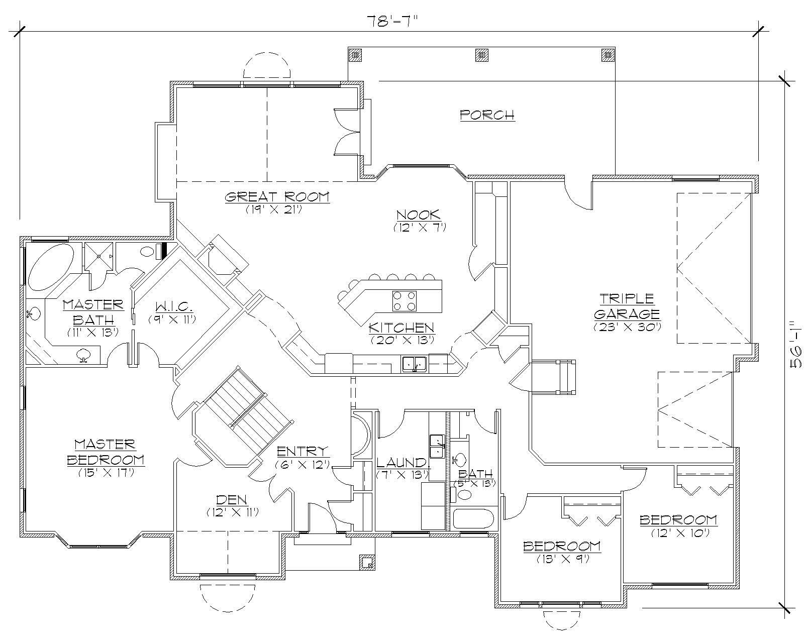 Floor Plan First Story of European Plan #135-1309