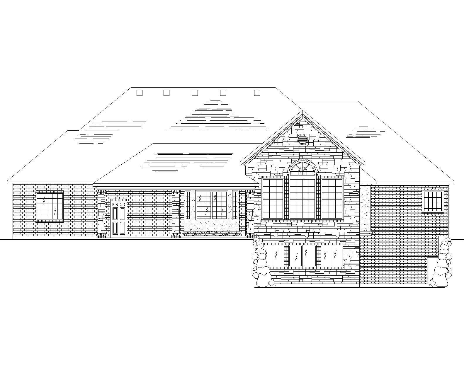 Home Plan Rear Elevation of this 3-Bedroom,2602 Sq Ft Plan -135-1309