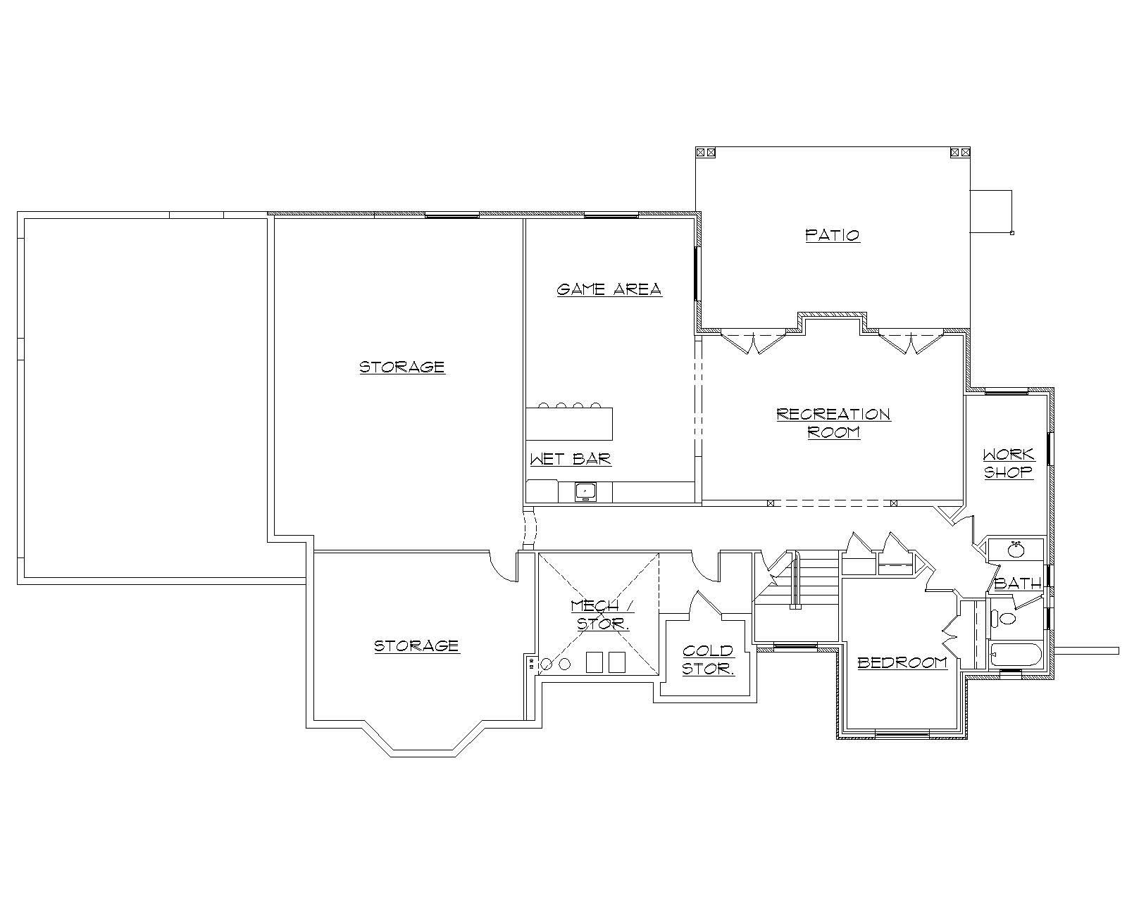 Floor Plan Basement of European Plan #135-1316