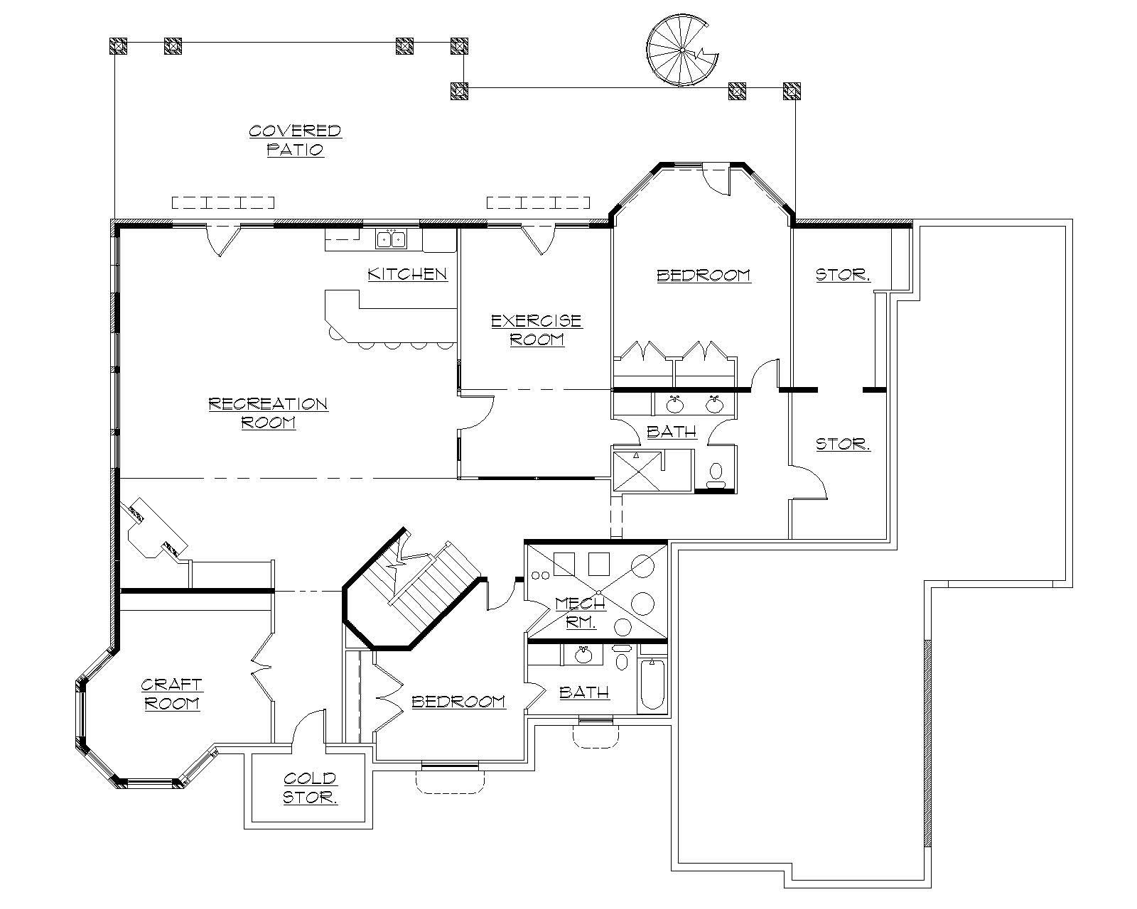 Floor Plan Basement of European Plan #135-1323